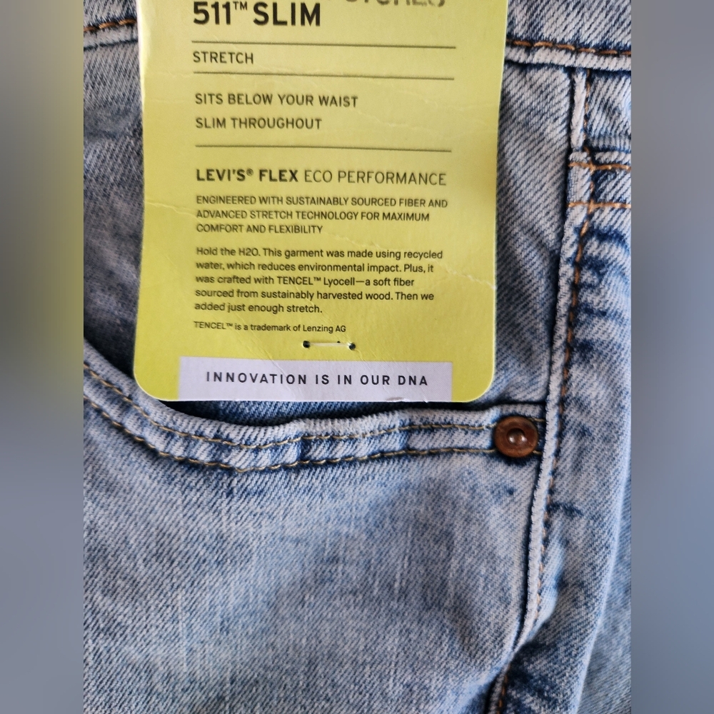 NWT LEVI'S® 511® SLIM FIT STRETCH ECO PERFORMANCE JEANS - Picture 4 of 5